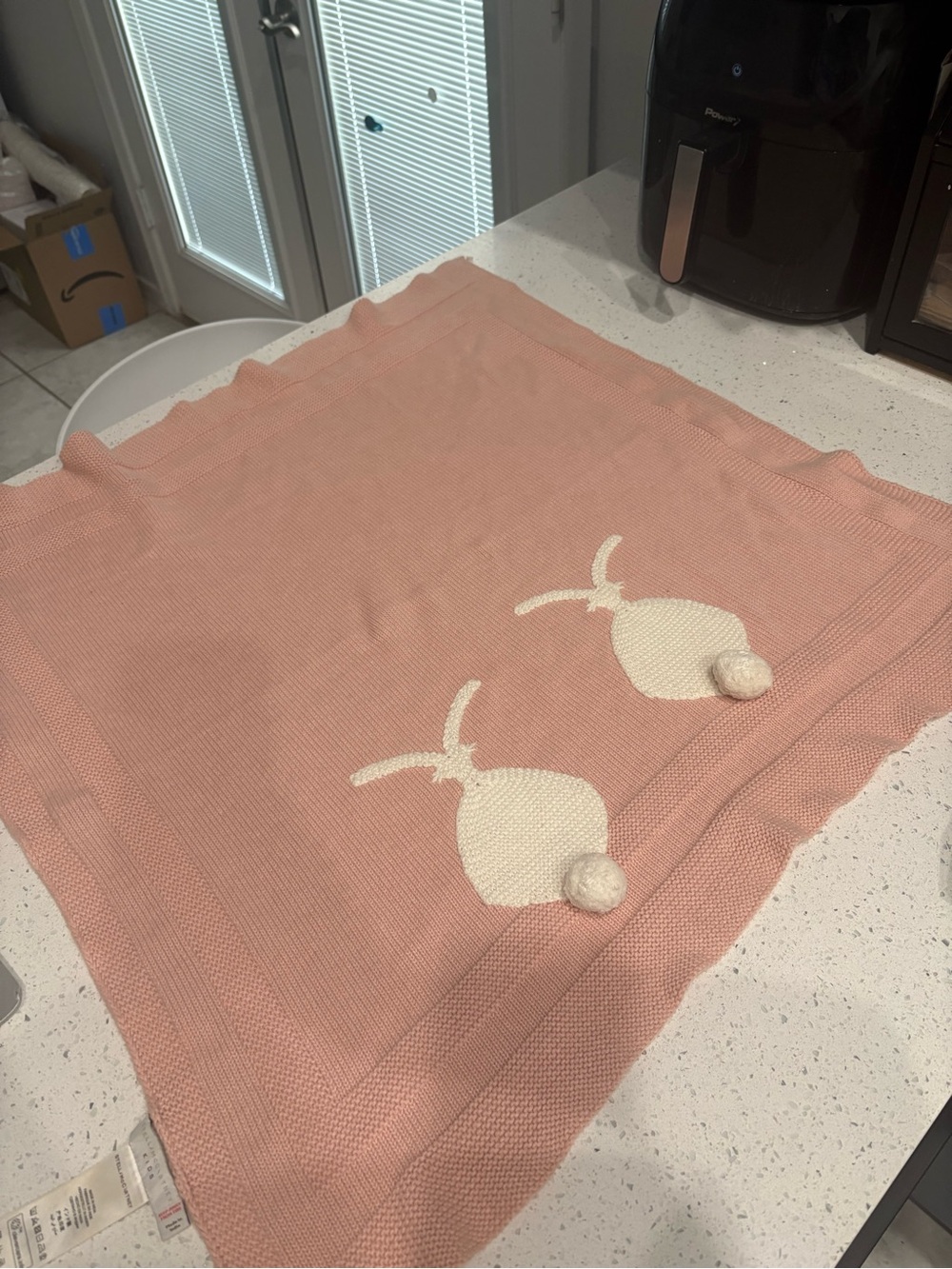 Stella McCartney Kids crochet Pink Bunny Knit Baby Blanket by